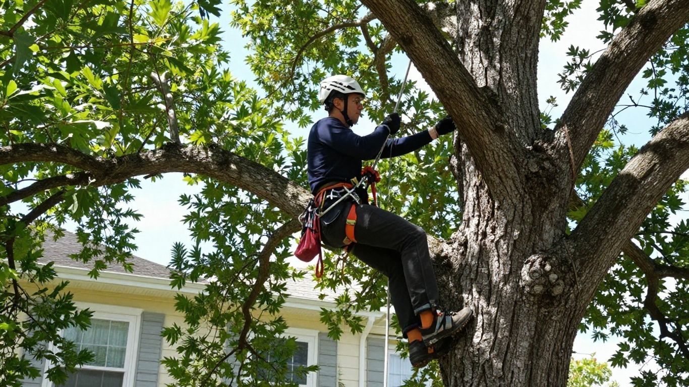 Arborist working on a large tree